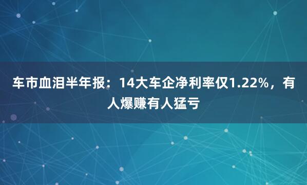 车市血泪半年报：14大车企净利率仅1.22%，有人爆赚有人猛亏